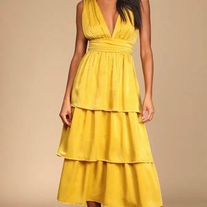 Mustard yellow satin dress